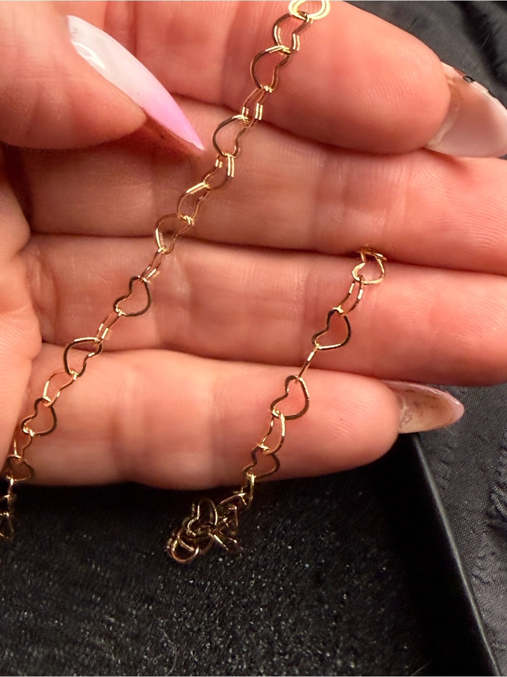 Delicate Gold Heart Link Anklet -Gold Filled